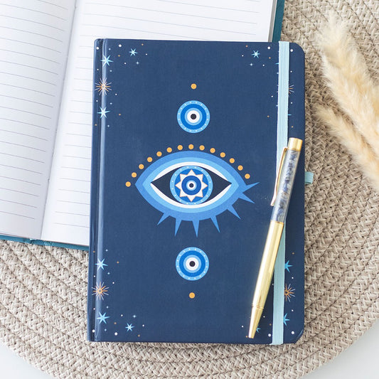 ALL SEEING EYE A5 NOTEBOOK WITH CRYSTAL CHIP PEN