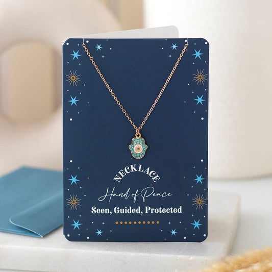 HAND OF HAMSA NECKLACE ON GREETING CARD