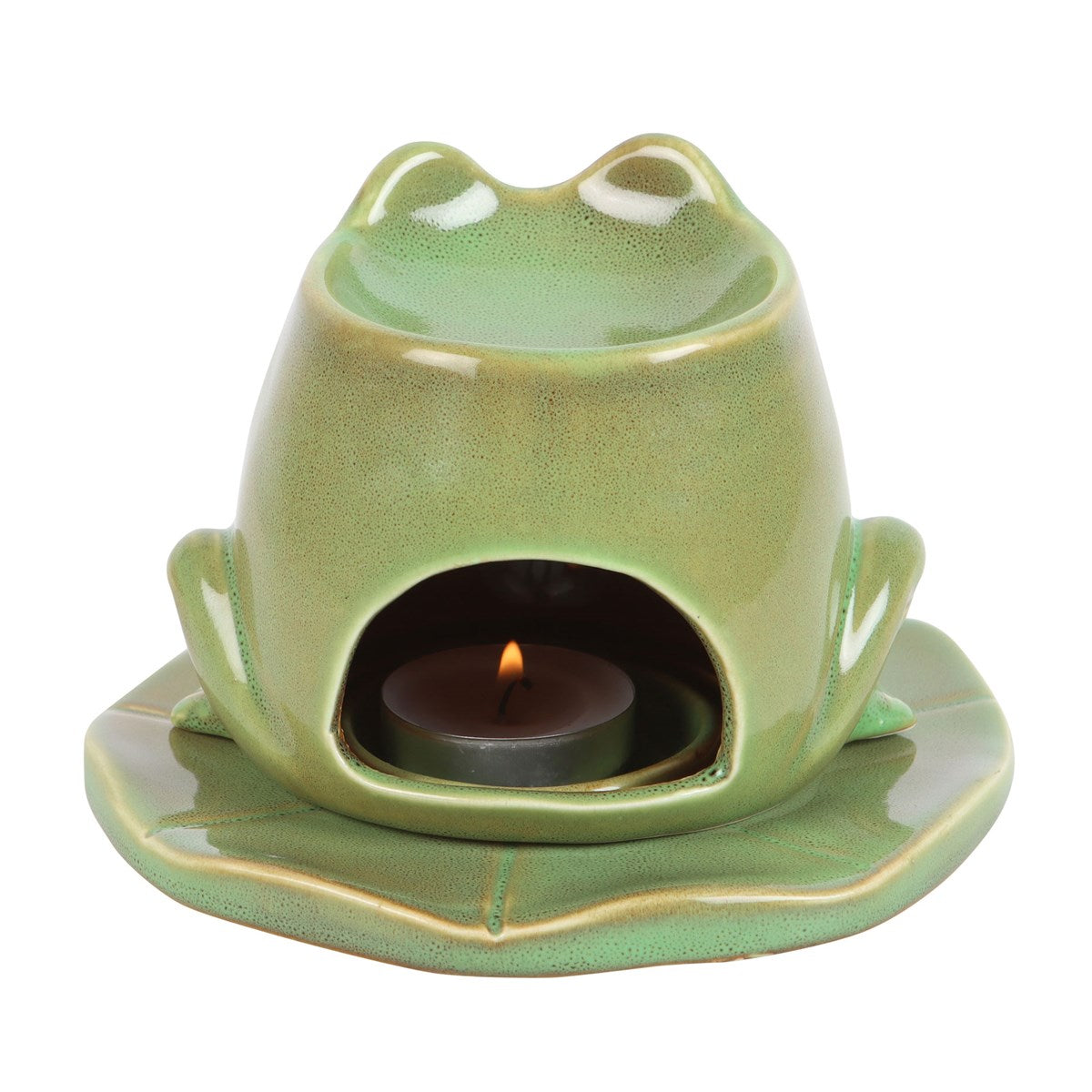 FROG SHAPED OIL BURNER ON LILY PAD