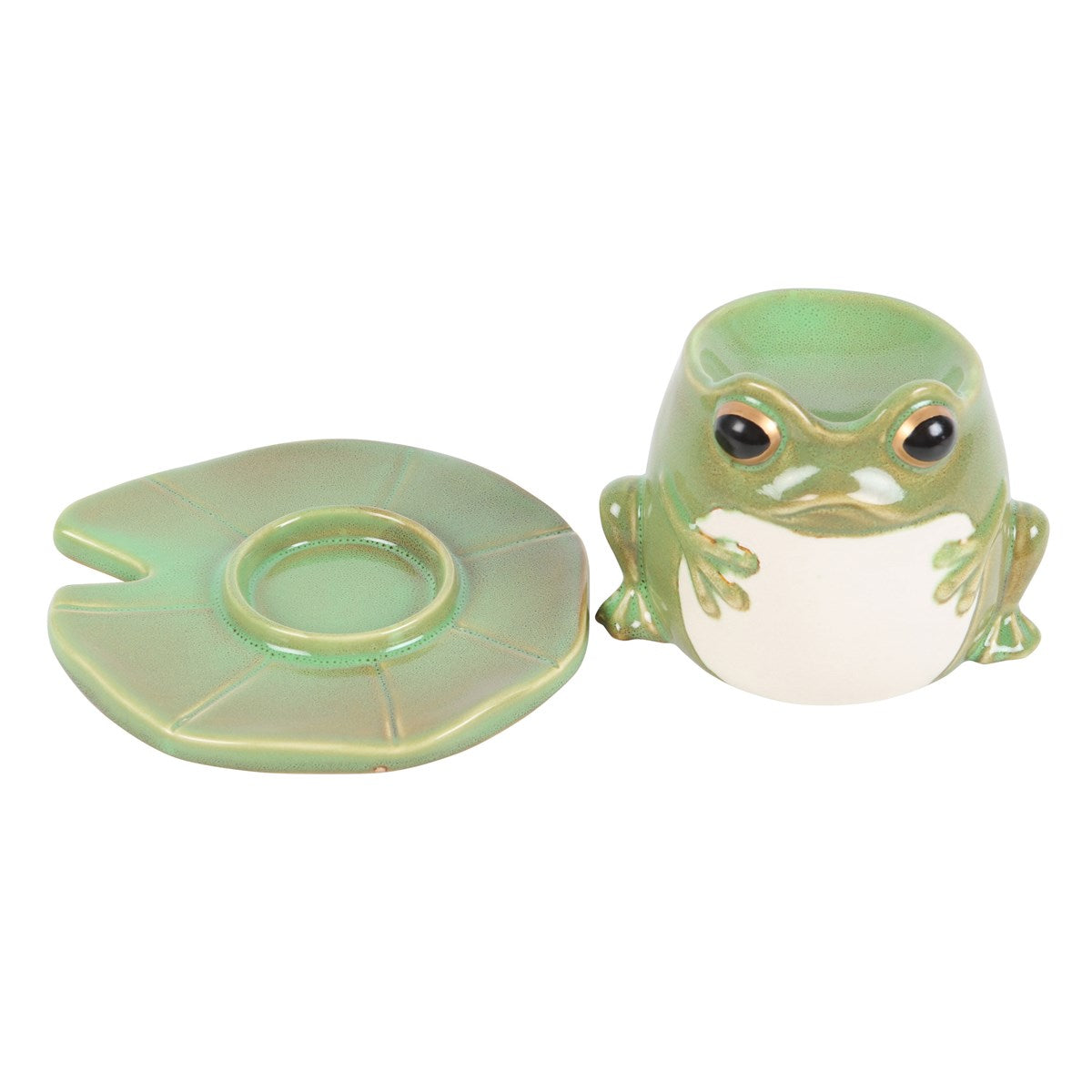 FROG SHAPED OIL BURNER ON LILY PAD