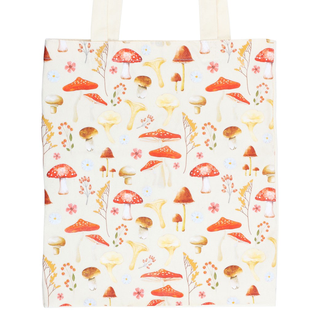 MUSHROOM PRINT POLYCOTTON TOTE BAG