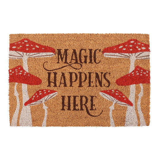 NATURAL MAGIC HAPPENS HERE MUSHROOM DOORMAT