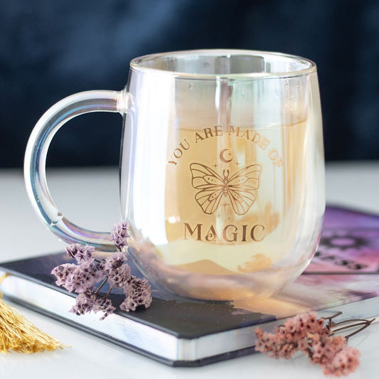 YOU ARE MADE OF MAGIC IRIDESCENT DOUBLE WALLED GLASS MUG