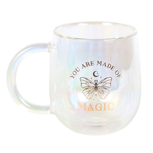 YOU ARE MADE OF MAGIC IRIDESCENT DOUBLE WALLED GLASS MUG