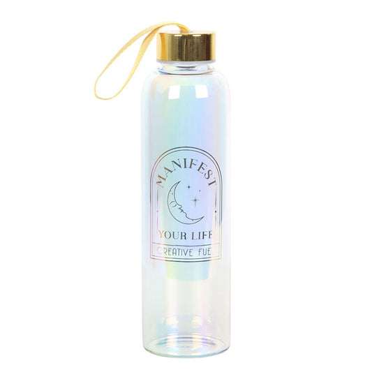 MANIFEST YOUR LIFE IRIDESCENT GLASS WATER BOTTLE