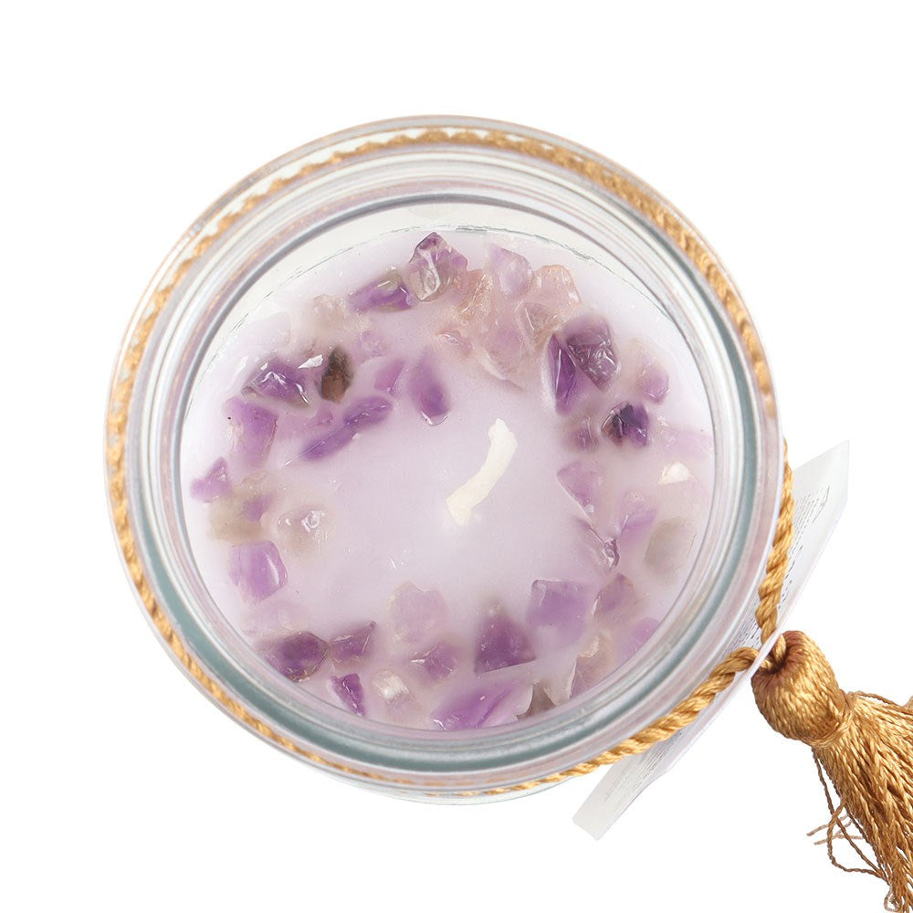 BLACKBERRY TUBE CANDLE WITH AMETHYST CRYSTALS