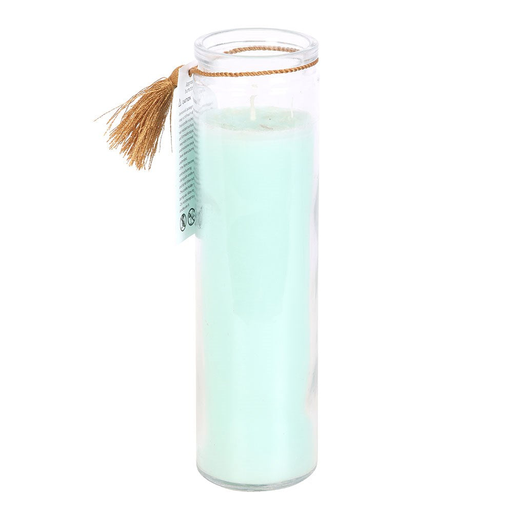 WHITE SAGE TUBE CANDLE WITH CLEAR QUARTZ CRYSTALS