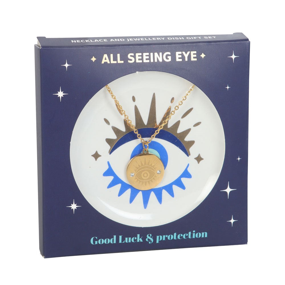 ALL SEEING EYE NECKLACE & DISH GIFT SET