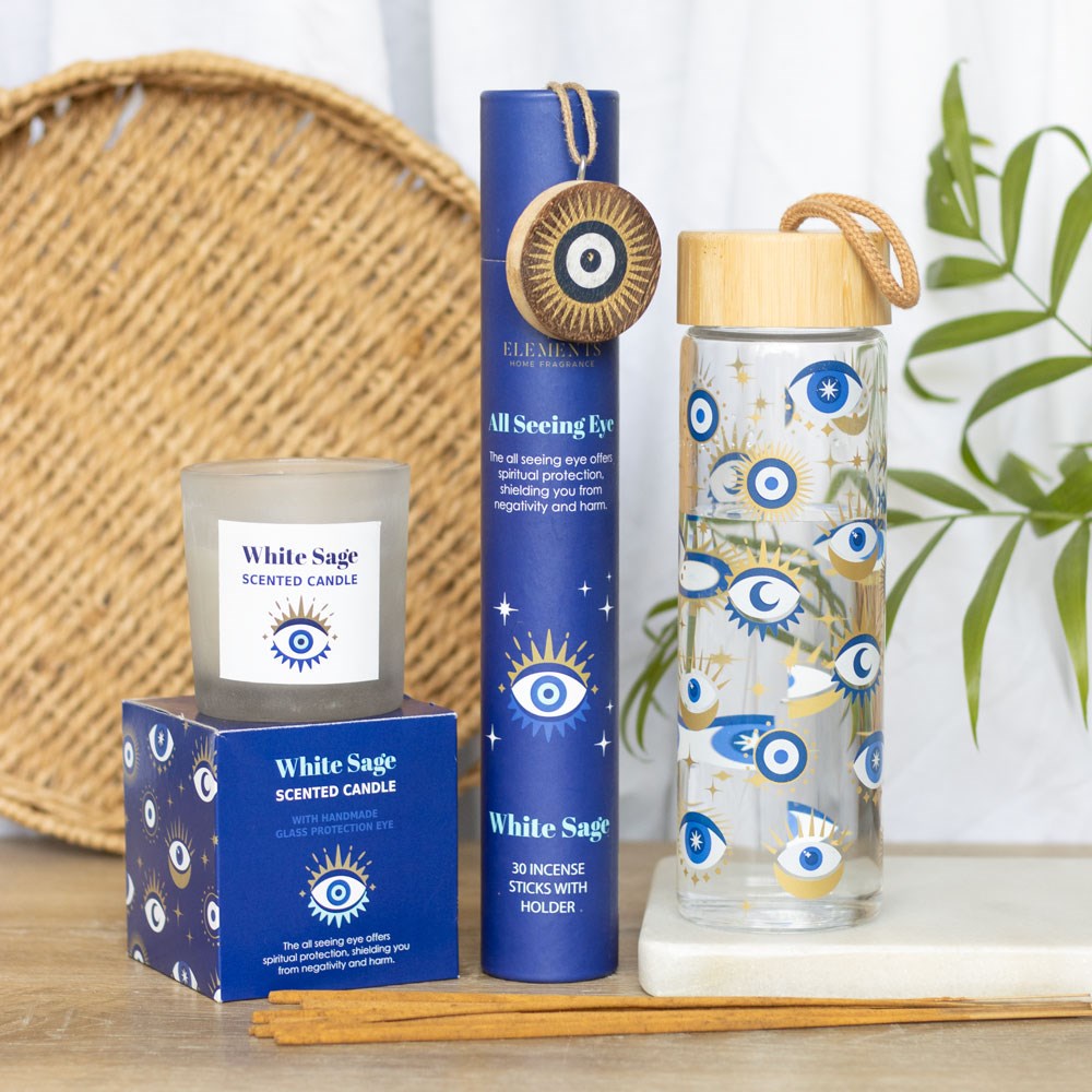 ALL SEEING EYE REUSABLE GLASS WATER BOTTLE