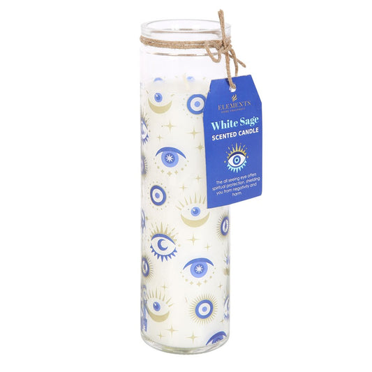 ALL SEEING EYE WHITE SAGE TUBE CANDLE