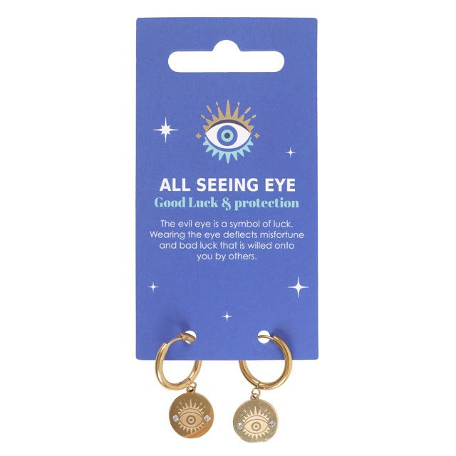 GOLD TONED ALL SEEING EYE EARRINGS