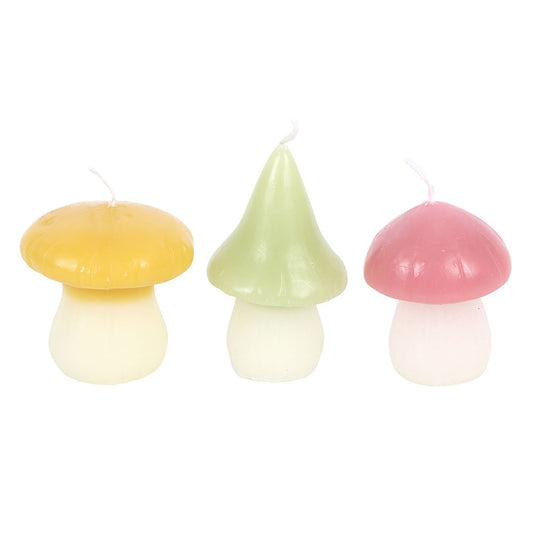 SET OF 3 PASTEL MUSHROOM CANDLES