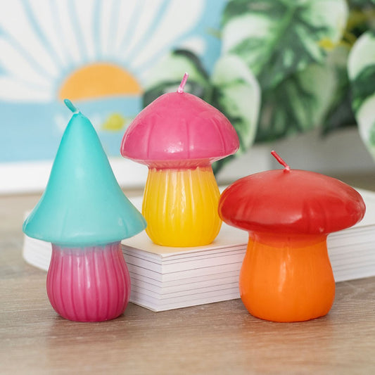 SET OF 3 MUSHROOM SHAPED CANDLES