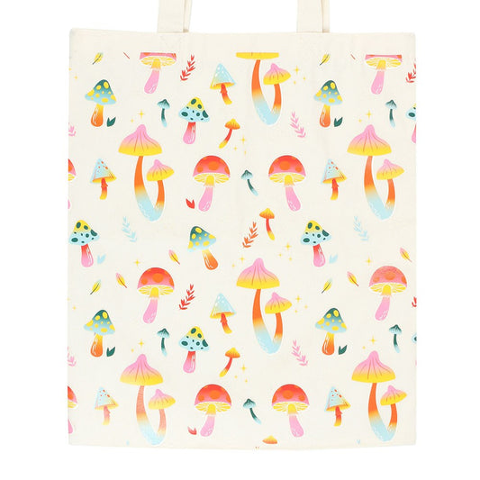 FUNKY FUNGI MUSHROOM PRINT POLYCOTTON TOTE BAG