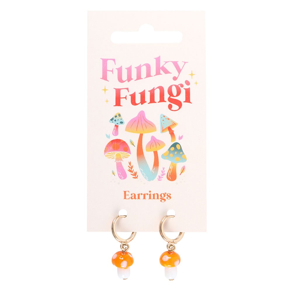 ORANGE MUSHROOM DANGLE EARRINGS