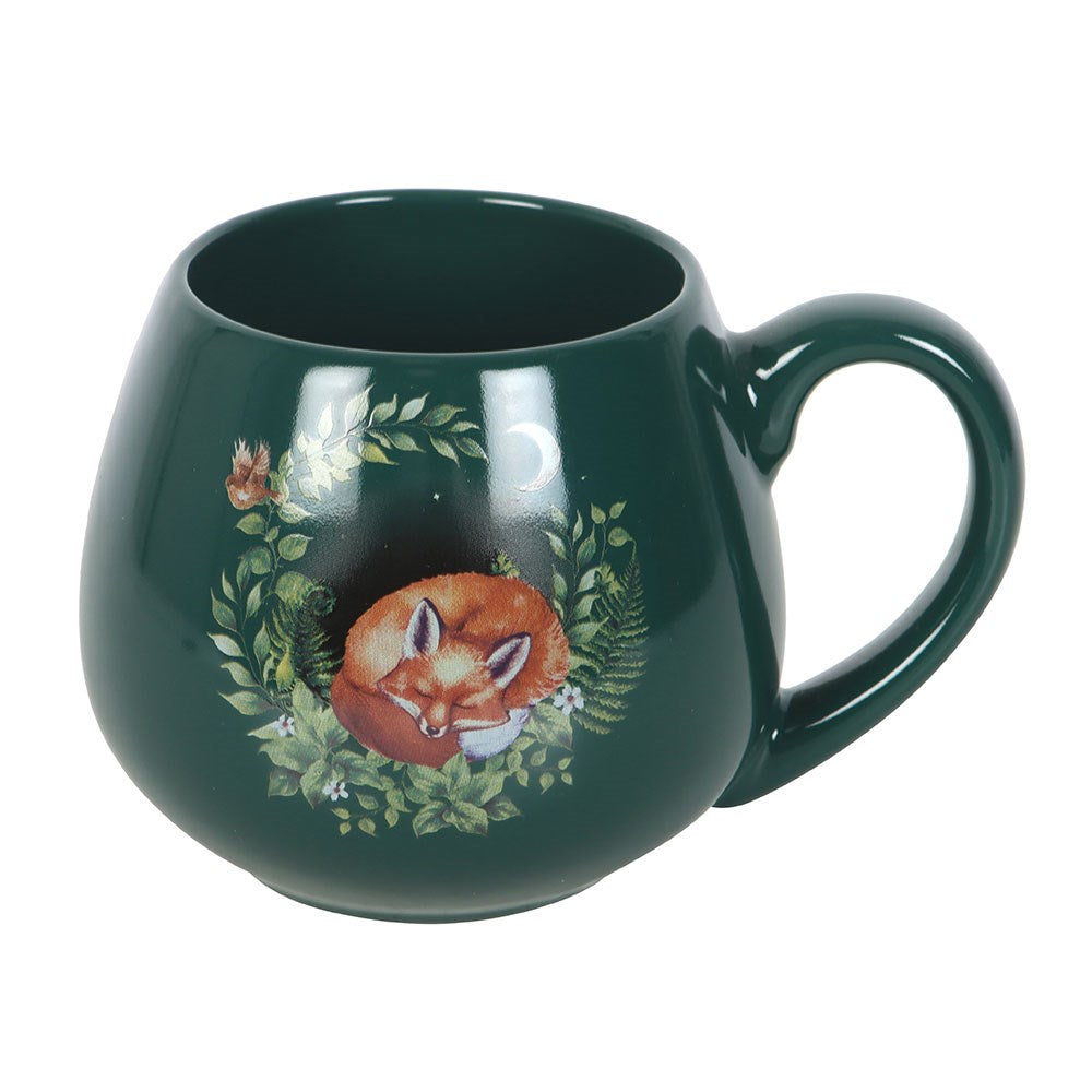 GREEN SLEEPING FOX ROUNDED MUG