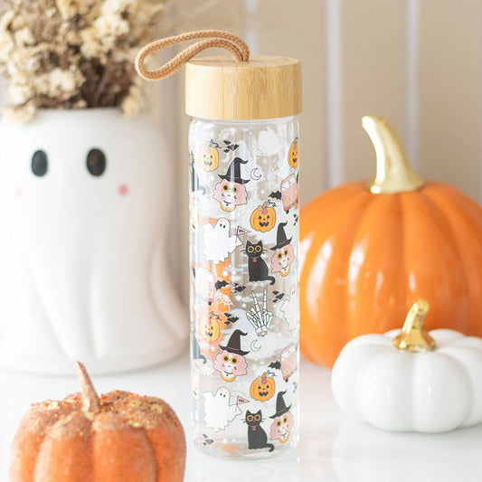 GROOVY GHOST PRINT GLASS WATER BOTTLE