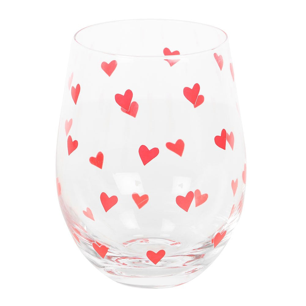 HEART PRINT STEMLESS GLASS