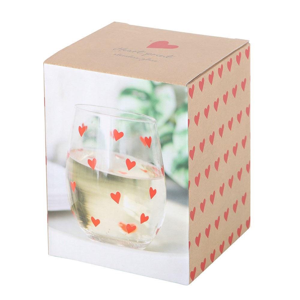 HEART PRINT STEMLESS GLASS