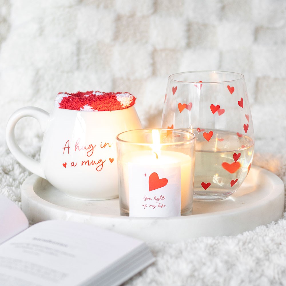 HEART PRINT STEMLESS GLASS