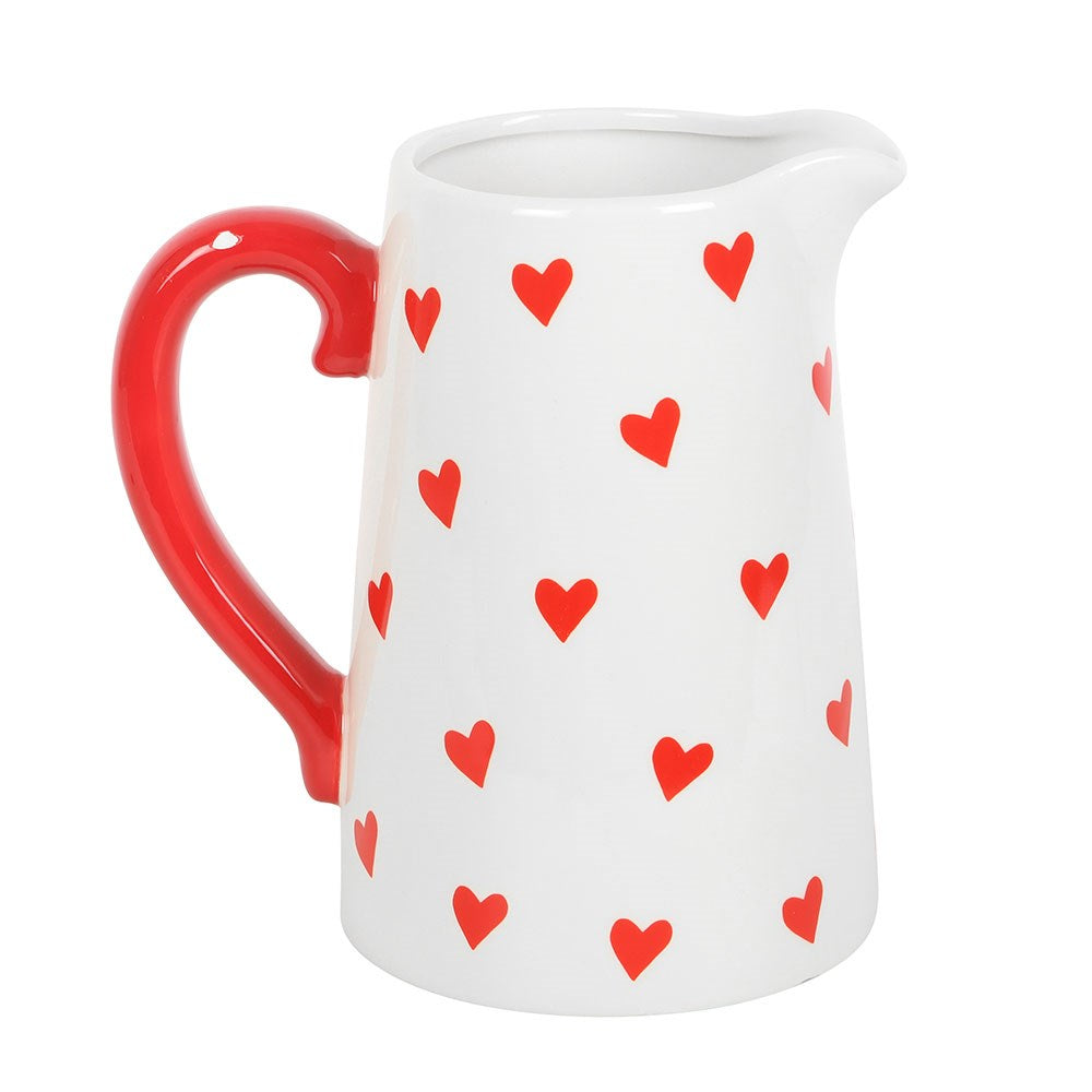 HEART PRINT CERAMIC FLOWER JUG