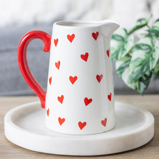 HEART PRINT CERAMIC FLOWER JUG