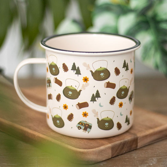 CAMPING PRINT ENAMEL MUG
