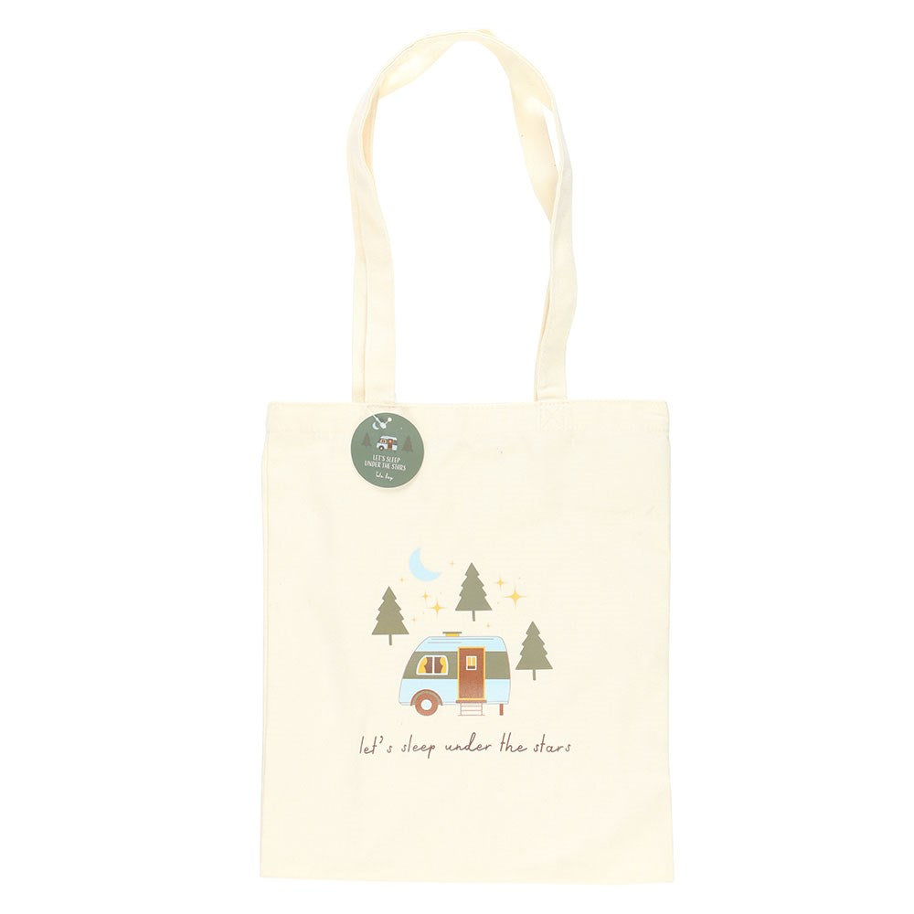 LET'S SLEEP UNDER THE STARS CARAVAN POLYCOTTON TOTE BAG