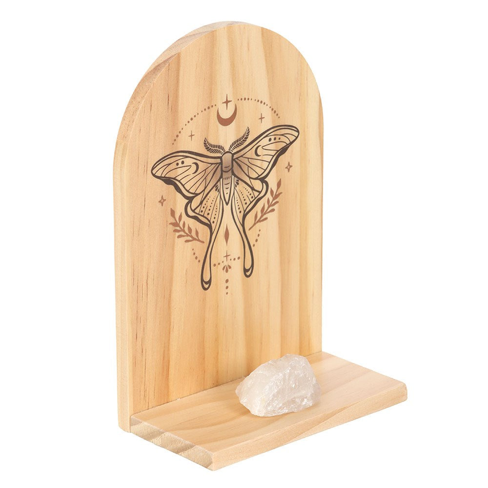 NATURAL LUNA MOTH WOODEN INCENSE HOLDER SHELF