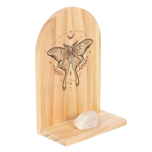 NATURAL LUNA MOTH WOODEN INCENSE HOLDER SHELF