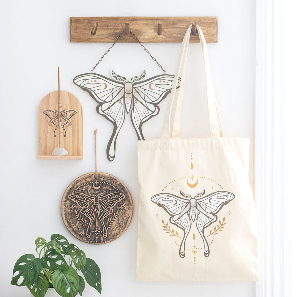 LIGHT LUNA MOTH POLYCOTTON TOTE BAG