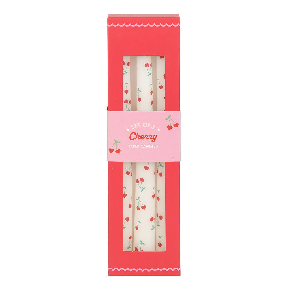 SET OF 3 HEART CHERRY TAPER CANDLES