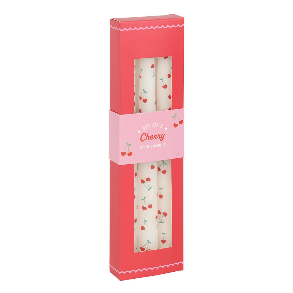 SET OF 3 HEART CHERRY TAPER CANDLES