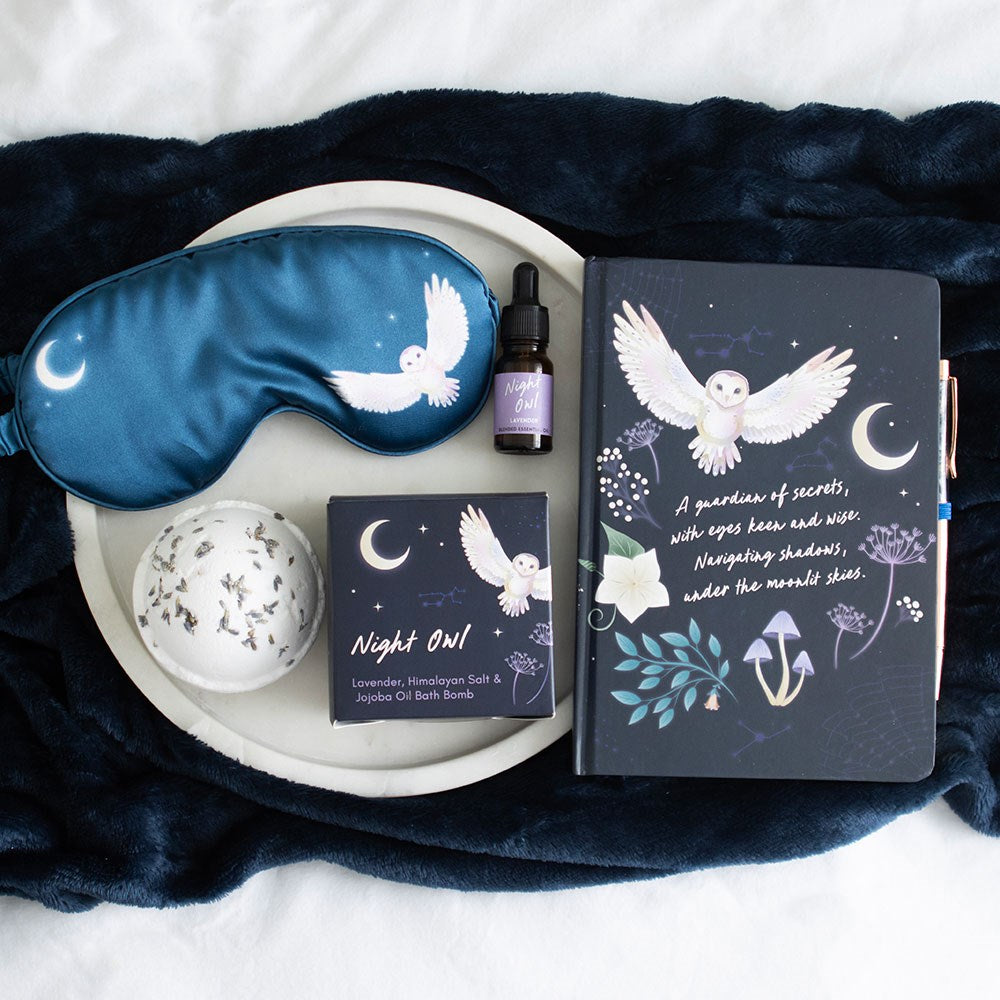 NIGHT OWL SLEEP MASK AND ESSENTIAL OIL GIFT SET