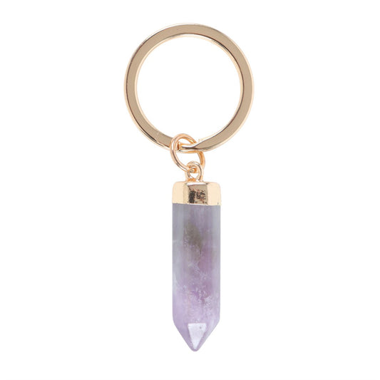 AMETHYST SEMI PRECIOUS CRYSTAL KEYRING