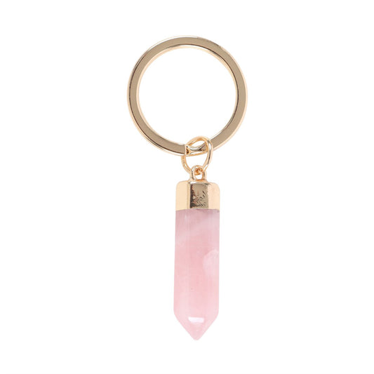 ROSE QUARTZ SEMI PRECIOUS CRYSTAL KEYRING