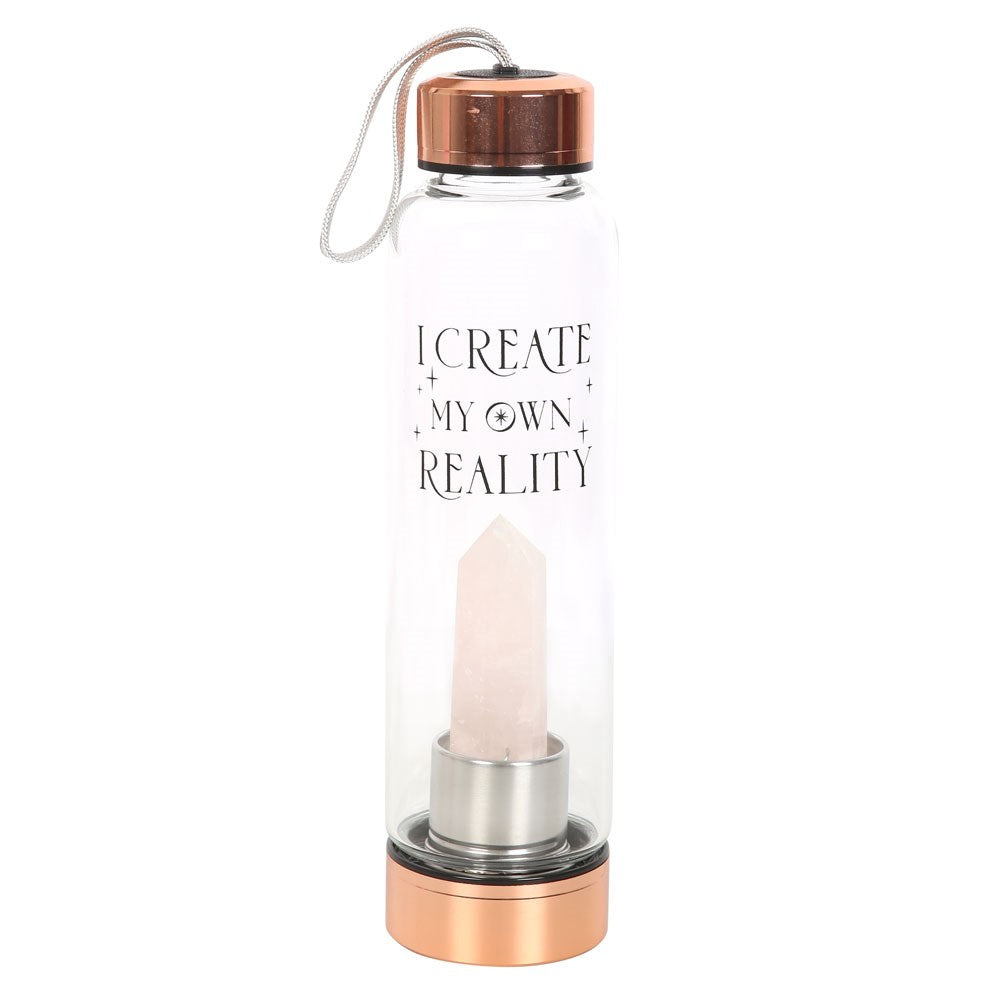 ROSE QUARTZ CREATE MY OWN REALITY GLASS WATER BOTTLE