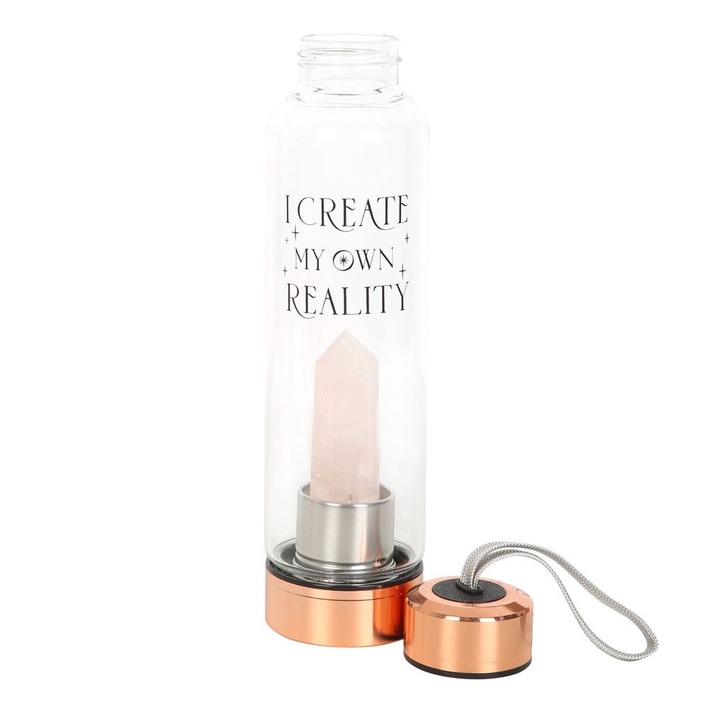 ROSE QUARTZ CREATE MY OWN REALITY GLASS WATER BOTTLE