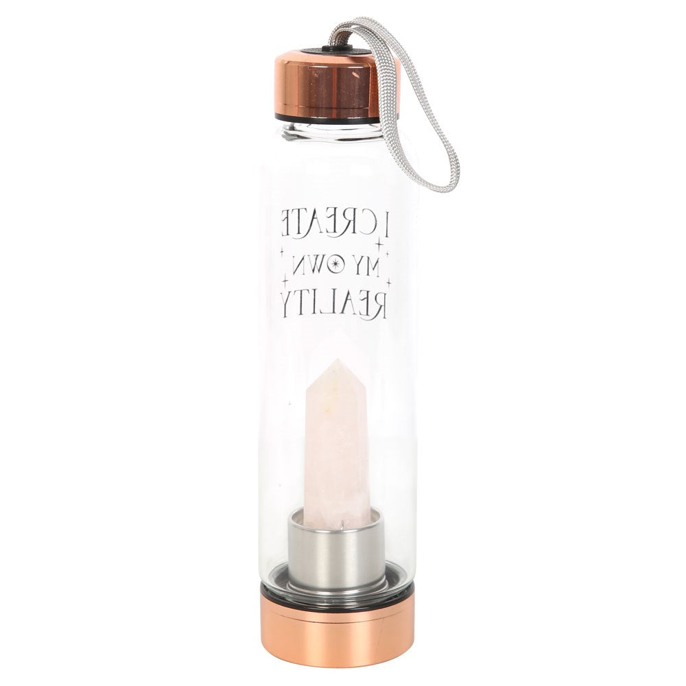 ROSE QUARTZ CREATE MY OWN REALITY GLASS WATER BOTTLE