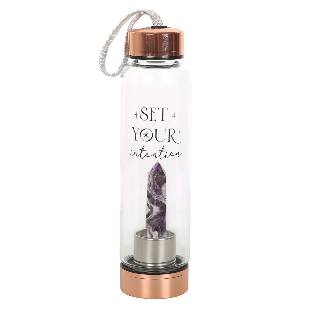 AMETHYST SET YOUR INTENTION GLASS WATER BOTTLE