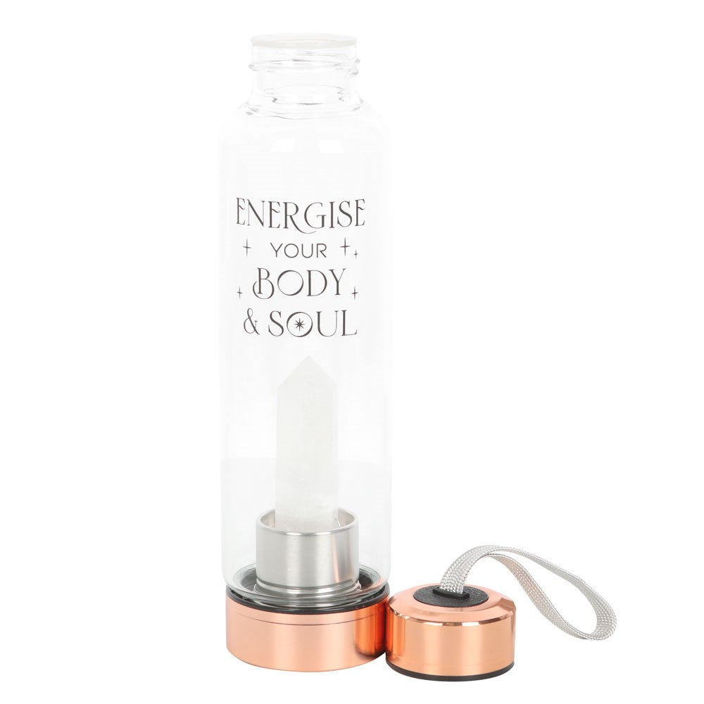 CLEAR QUARTZ BODY AND SOUL GLASS WATER BOTTLE