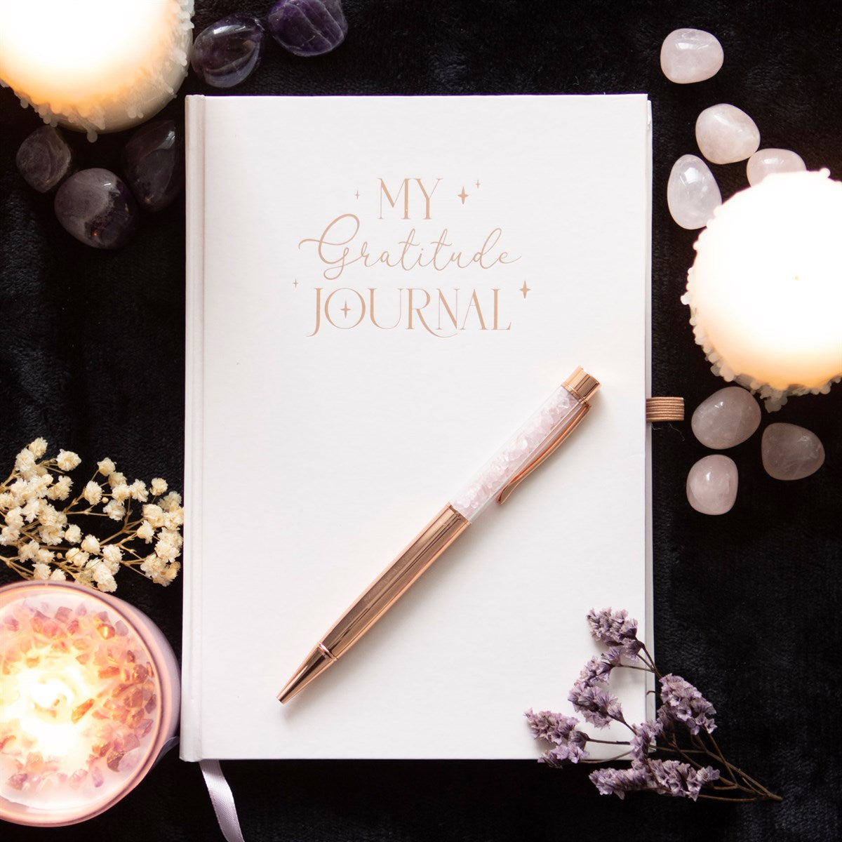 GRATITUDE JOURNAL WITH ROSE QUARTZ PEN