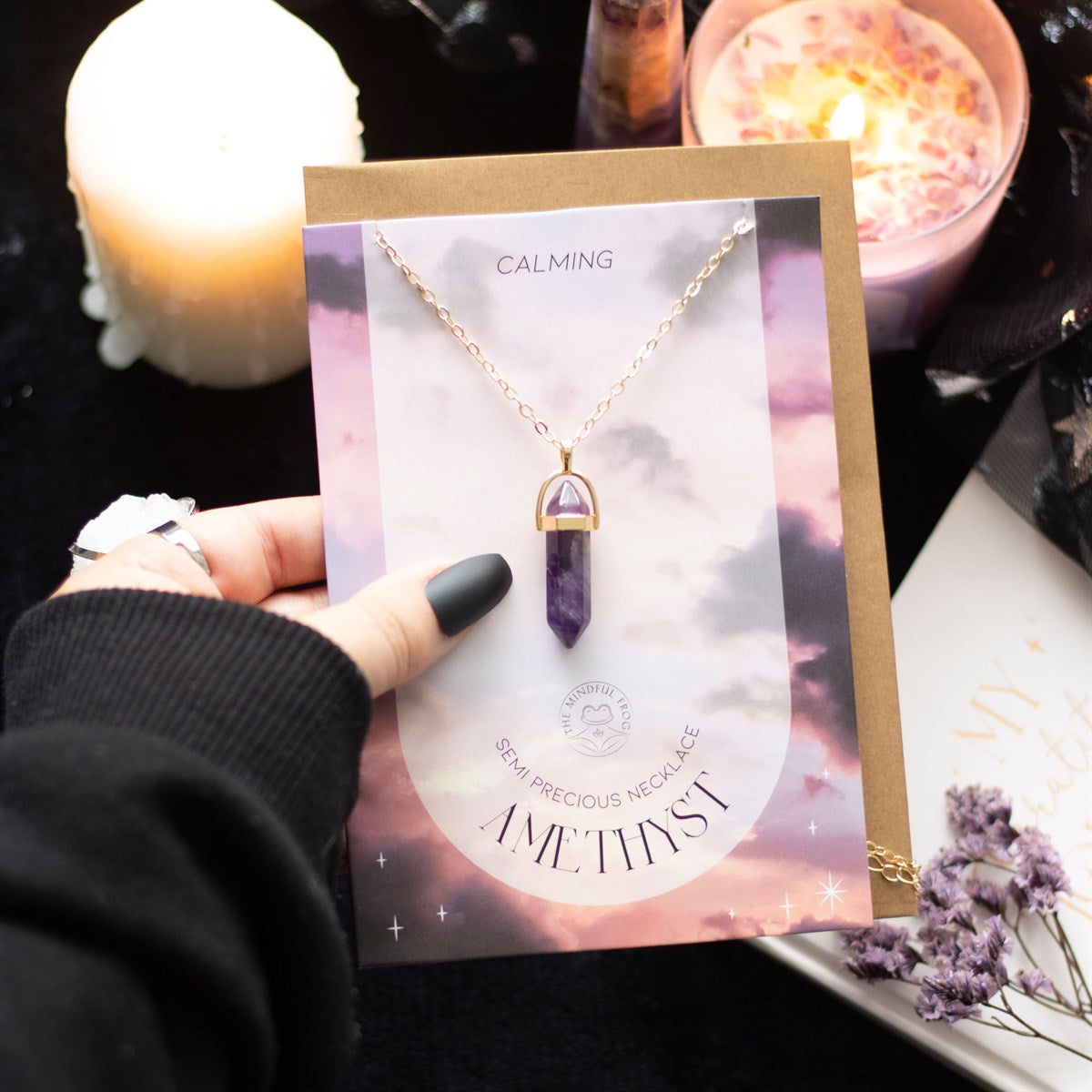 AMETHYST CRYSTAL NECKLACE CARD