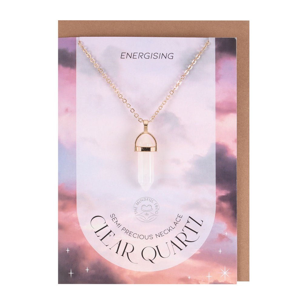 CLEAR QUARTZ CRYSTAL NECKLACE CARD