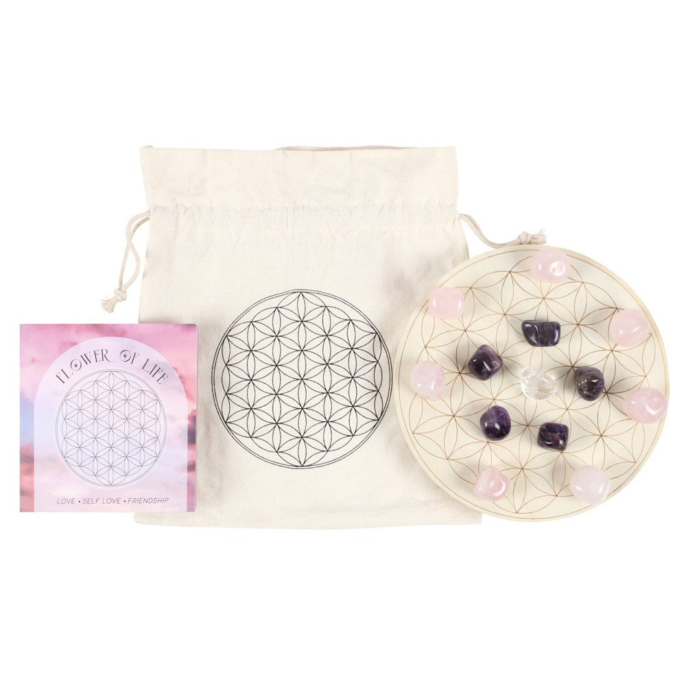 FLOWER OF LIFE CRYSTAL GRID SET