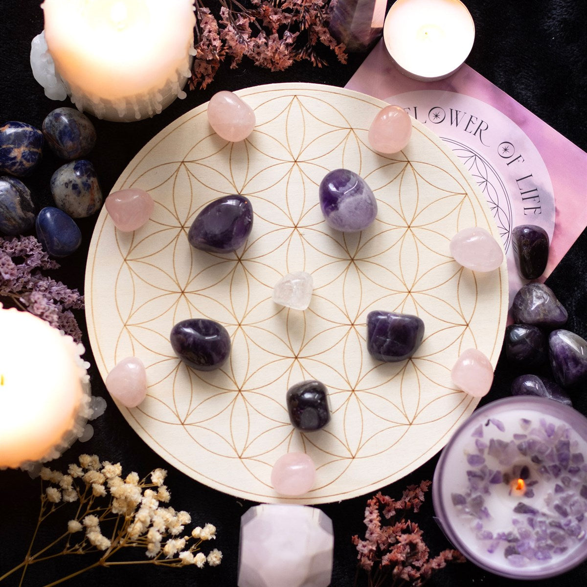 FLOWER OF LIFE CRYSTAL GRID SET