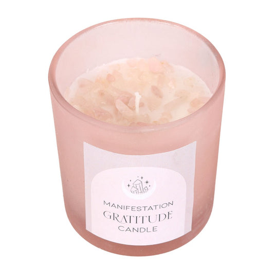 GRATITUDE WILD ROSE CRYSTAL CHIP CANDLE