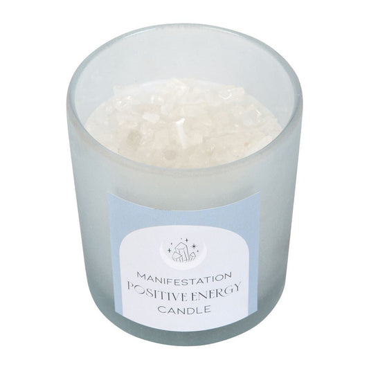 POSITIVE ENERGY WHITE SAGE CRYSTAL CHIP CANDLE