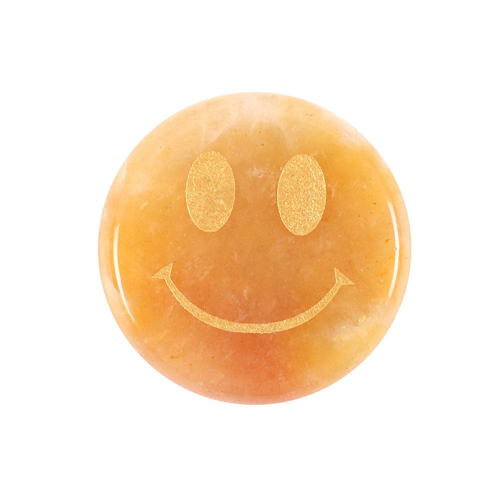 BE BRAVE YELLOW JADE HAPPY FACE CRYSTAL