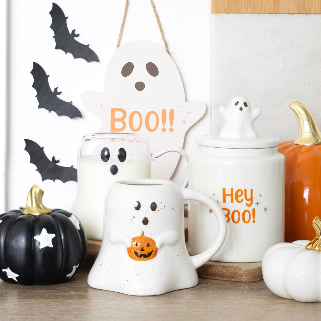 GHOST SHAPED MUG WITH PUMPKIN